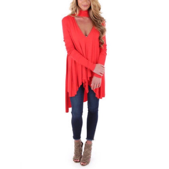 Free People Tops - Free People Uptown Choker tunic Red